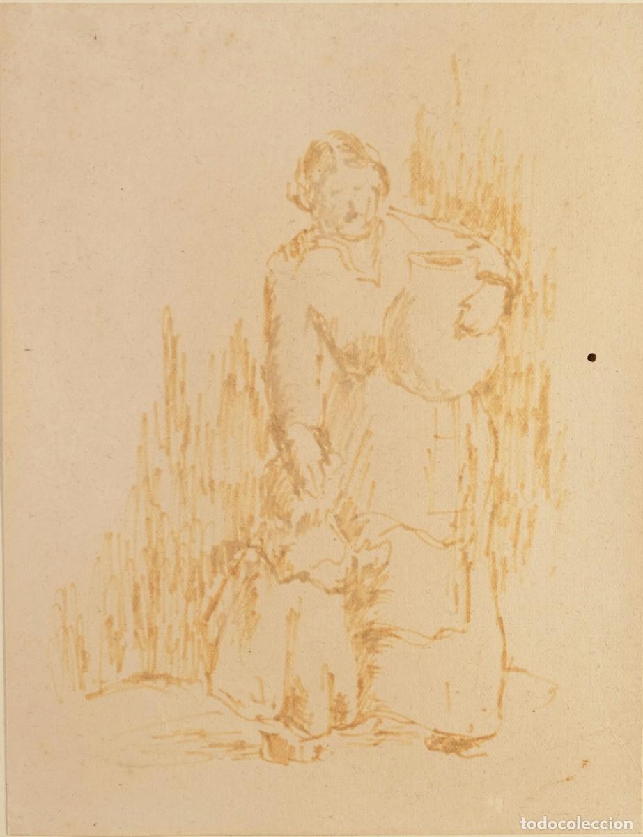 Arte: Dibujo antiguo Escena costumbrista siglo XIX