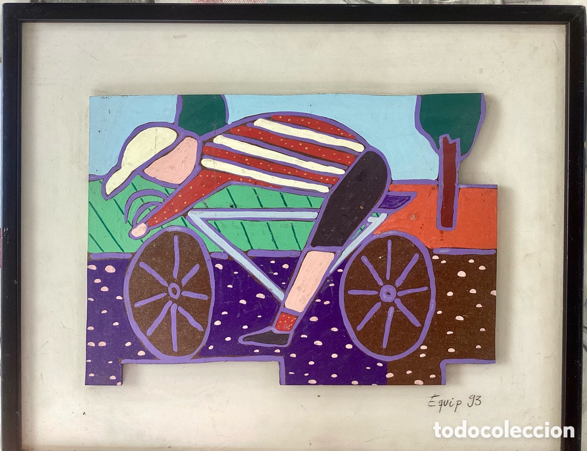 Arte: Dibujo acr&iacute;lico sobre madera firmado y enmarcado