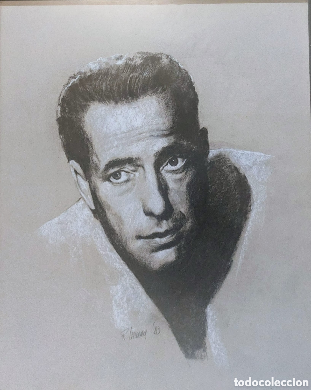 Arte: ROGERT IMMAN RETRATO DE HUMPHREY BOGART 49X39 1983