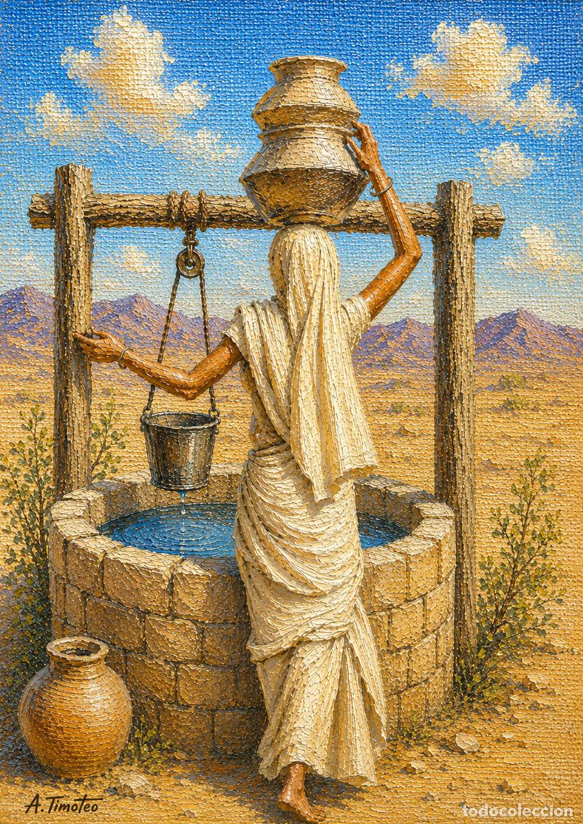 Arte: L&Aacute;MINA de LIENZO ORIGINAL, DIBUJO, ACUARELA,CUADRO.- EL GUA QUE SOSTIENE..H218..30x42 cm.-280g/m2.