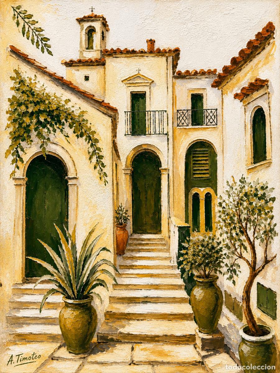 Arte: L&Aacute;MINA de LIENZO ORIGINAL, DIBUJO, ACUARELA,CUADRO.- CASA ANDALUZA ..H224..30x42 cm.-280g/m2.