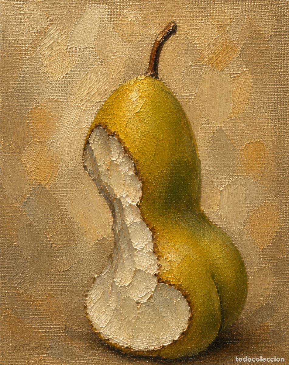 Arte: L&Aacute;MINA de LIENZO ORIGINAL, DIBUJO, ACUARELA,CUADRO.- LA PERA QUE QUEDA ..H225..30x42 cm.-280g/m2.