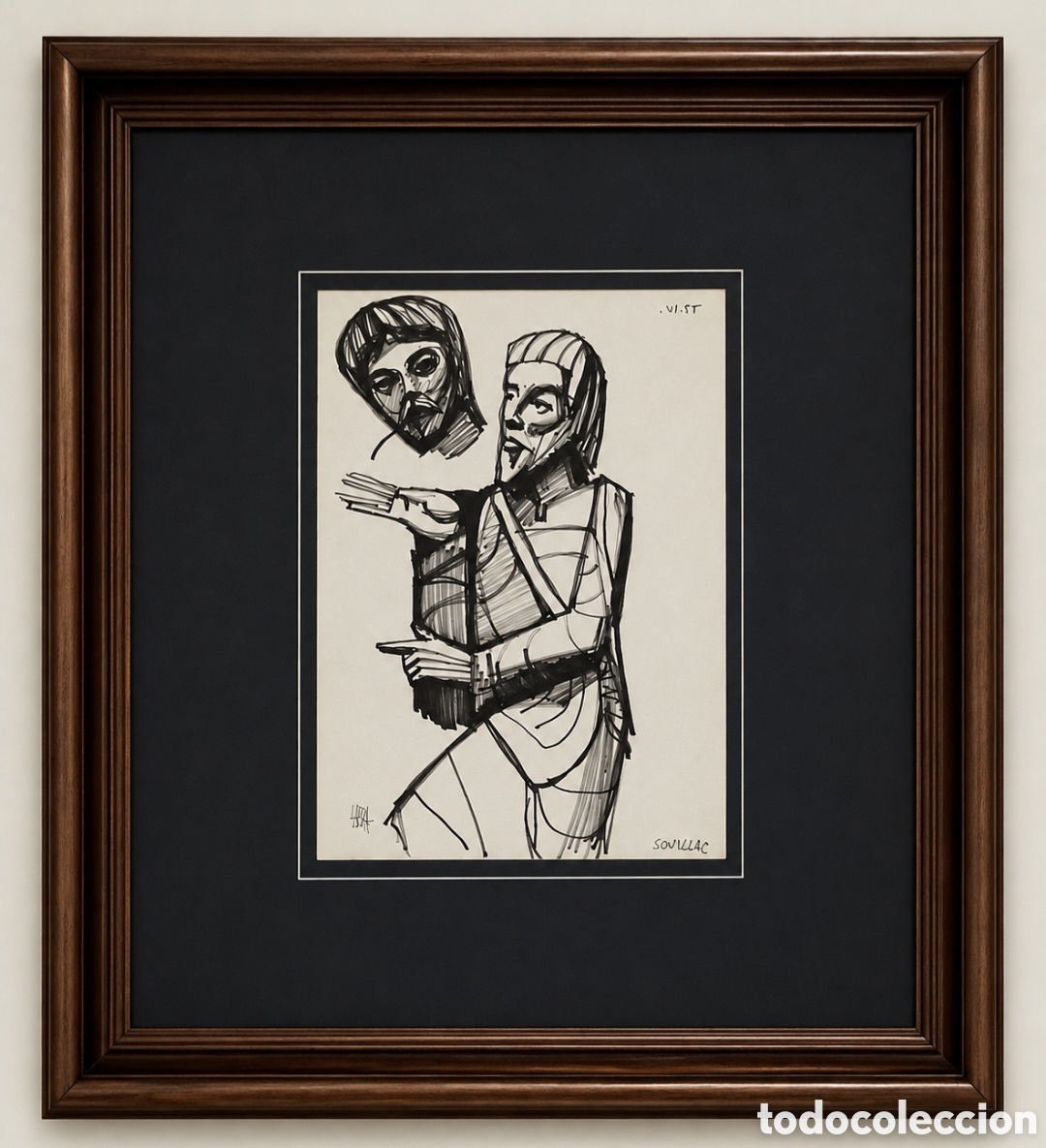 Arte: Jos&eacute; Mar&iacute;a DE LABRA (1924-1994) &rdquo;Figura rom&aacute;nica de Souillac&rdquo; rotulador (35.5 x 24.5) I.VI.1955