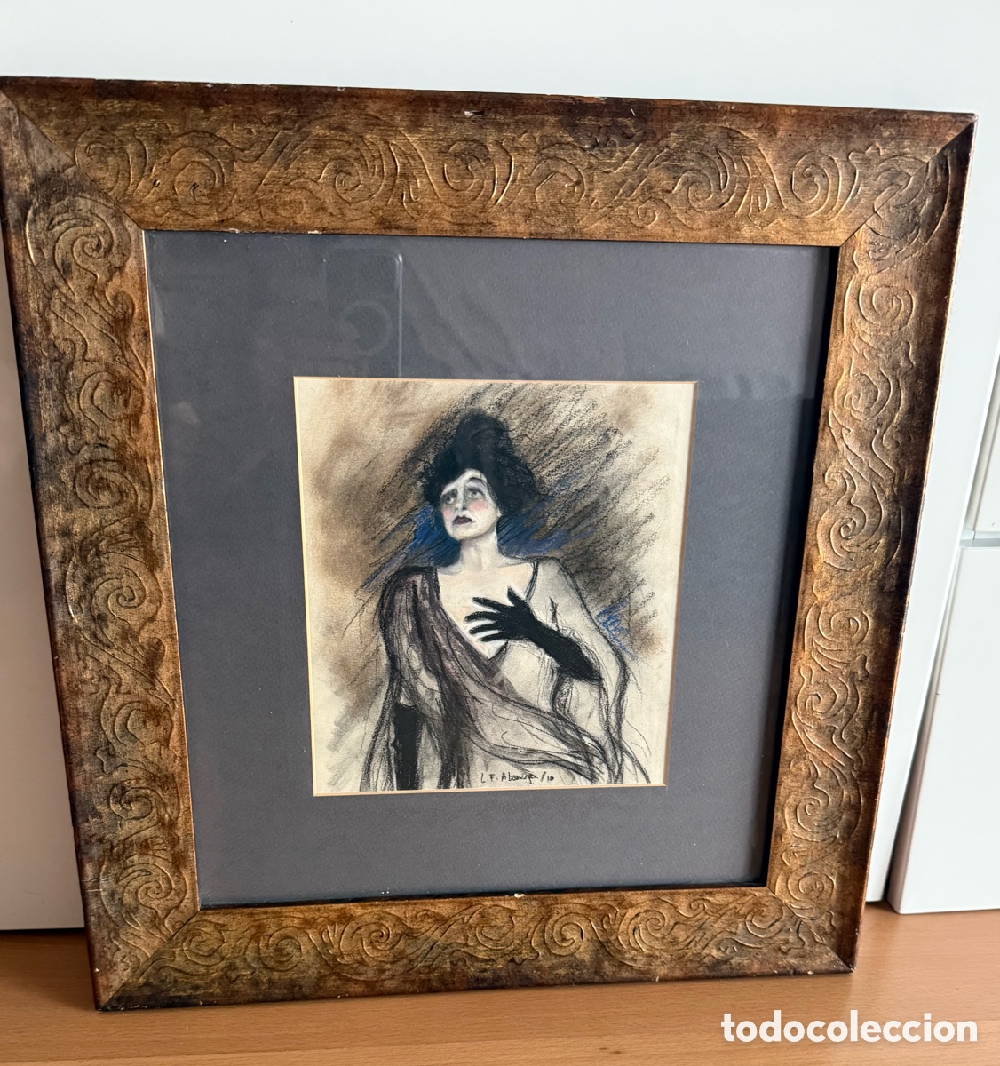 Arte: Dibujo En Pastel y Carboncillo. Modernista. Firma a identificar. 1910 ?
