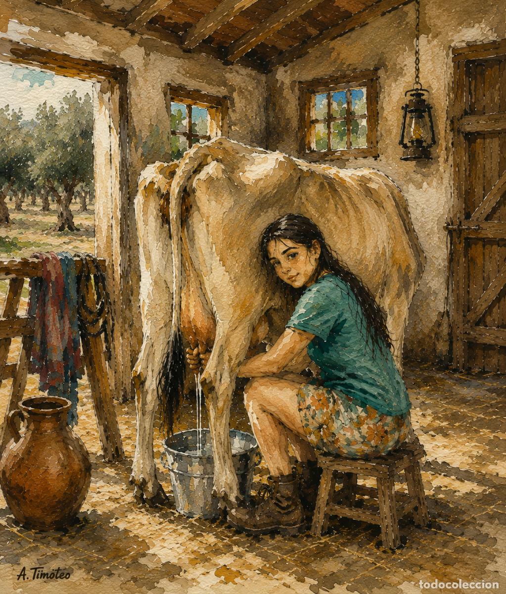 Arte: L&Aacute;MINA de LIENZO ORIGINAL, DIBUJO, ACUARELA,CUADRO.- LA ORDE&Ntilde;A ..H244..30x42 cm.-280g/m2.