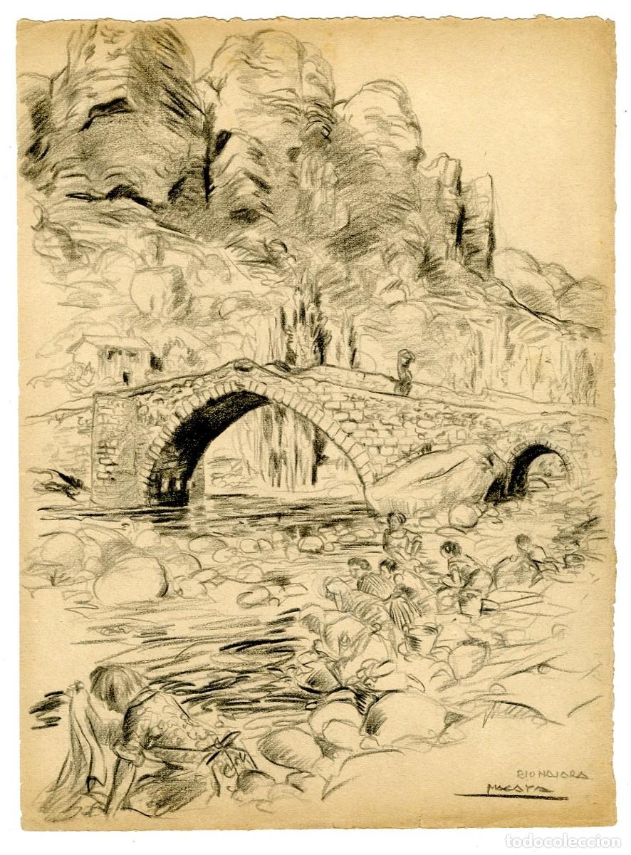 Arte: (C) Dibujo Original de Luis Macaya - Rio Najara Logro&ntilde;o - T&eacute;cnica Carb&oacute;n 28x37cm