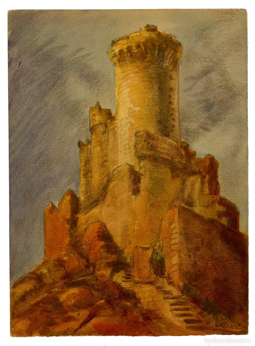Arte: (C) Dibujo Original de Luis Macaya - Valladolid Castilla Pe&ntilde;afiel - T&eacute;cnica Carb&oacute;n 28x37cm