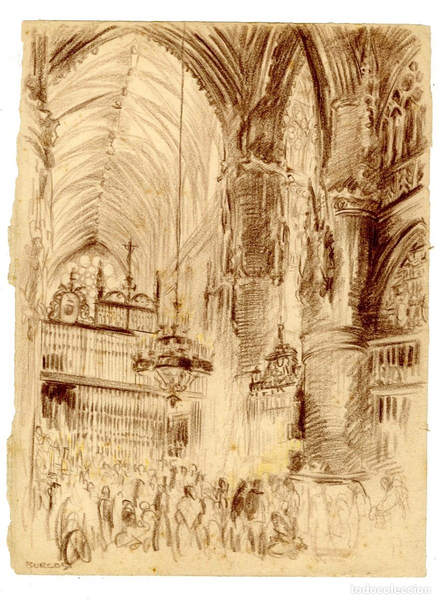 Arte: (C) Dibujo Original de Luis Macaya - Burgos Semana Santa - T&eacute;cnica Carb&oacute;n 28x37cm