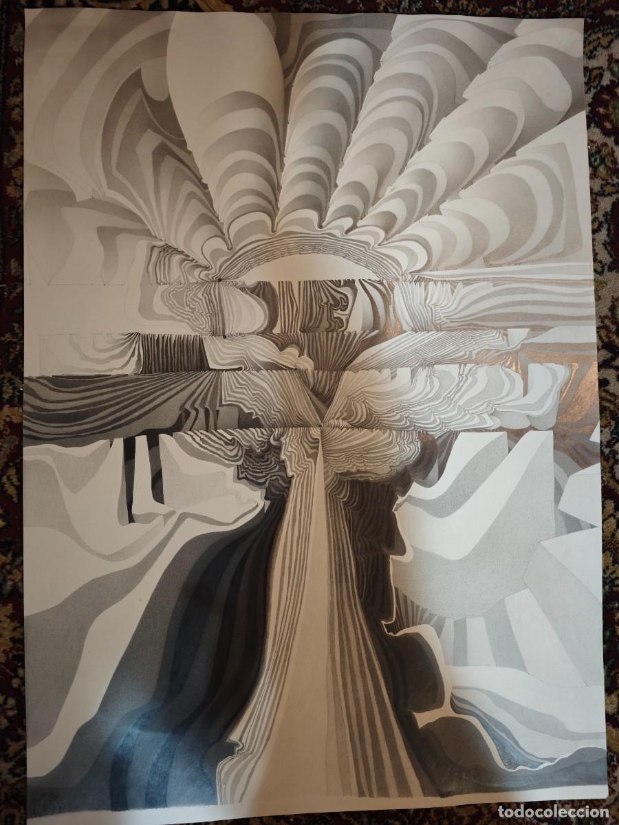 Arte: Dibujo Original Surrealista / Op Art - Jorge Kleinman (Escuela Batlle Planas), A&ntilde;o 1988