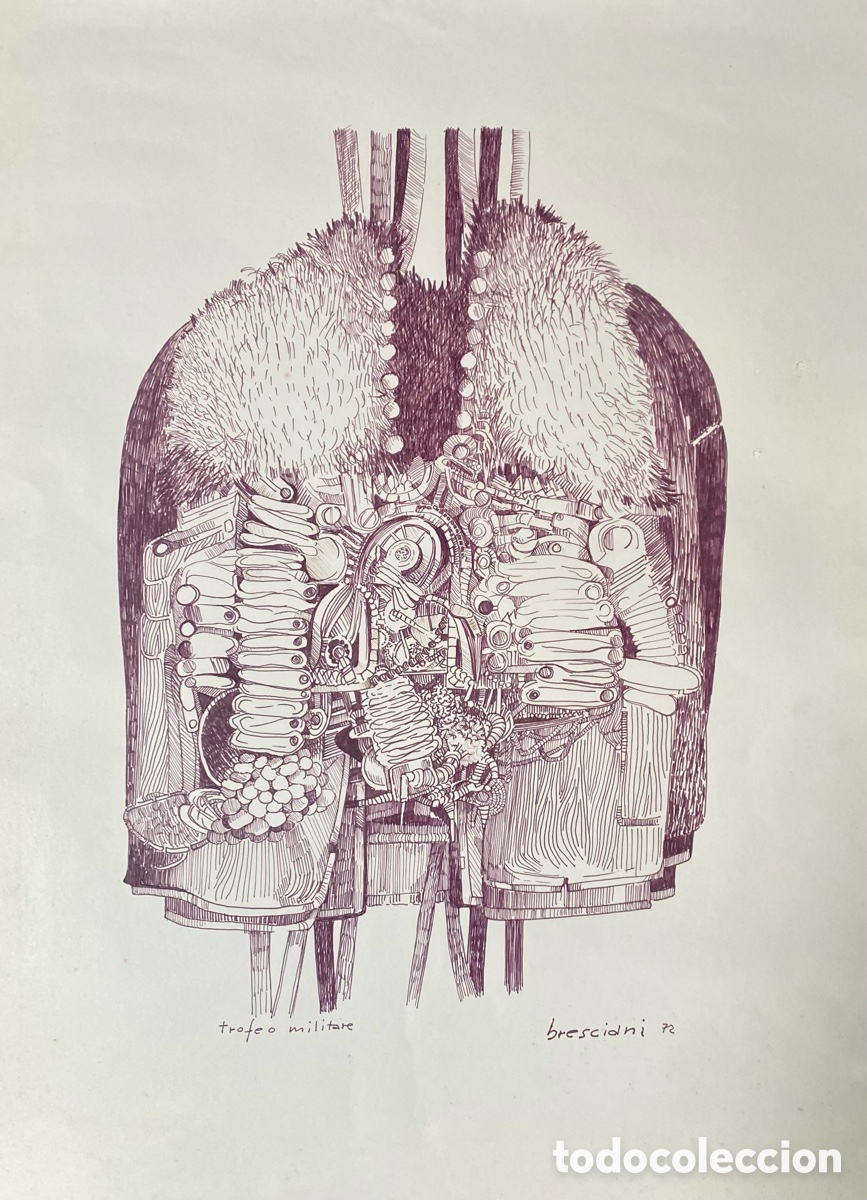 Arte: Dibujo original Bresciani 72 trofeo militare