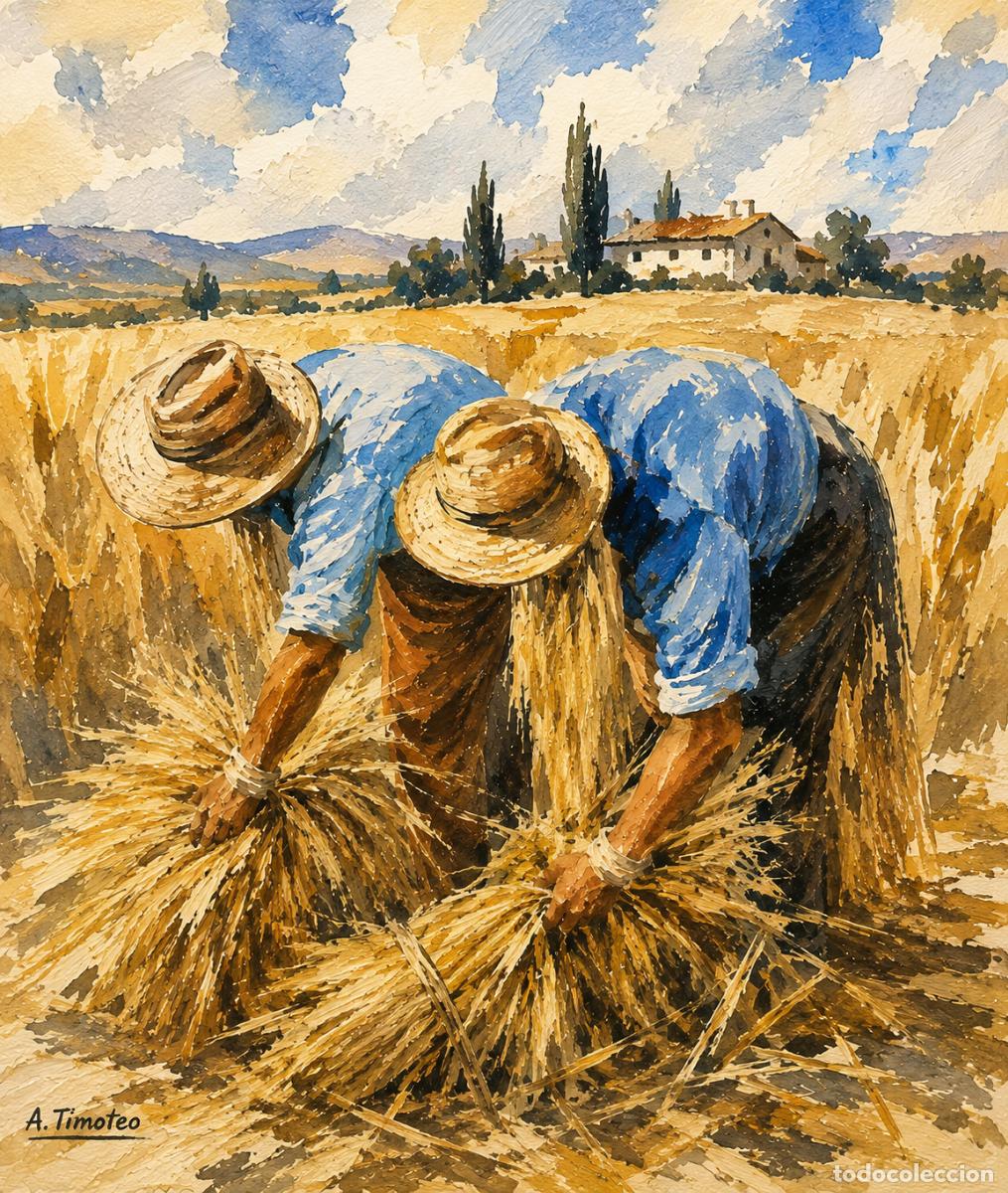 Arte: L&Aacute;MINA de LIENZO ORIGINAL, DIBUJO, ACUARELA,CUADRO.- LA SIEGA ..H245..30x42 cm.-280g/m2.