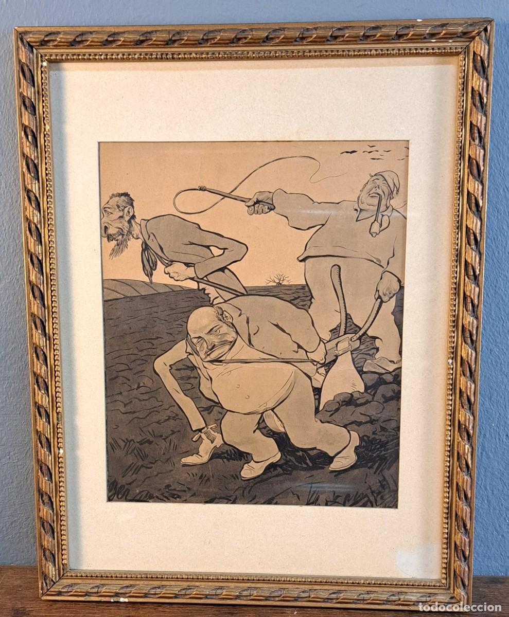 Arte: Dibujo original firmado &ldquo;Ber&hellip;&rdquo; &ndash; caricatura a tinta &ndash; principios del siglo XX