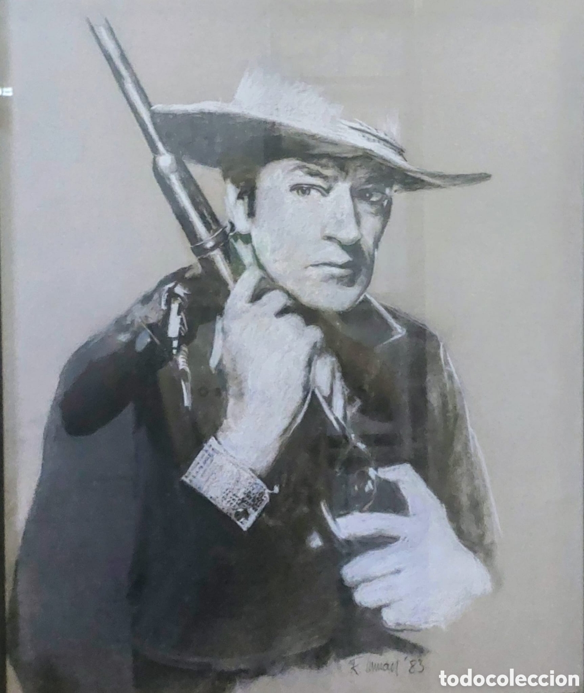 Arte: ROGERT IMMAN RETRATO DE GARY COOPER 48X30 DE 1983 LLEVA MARCO