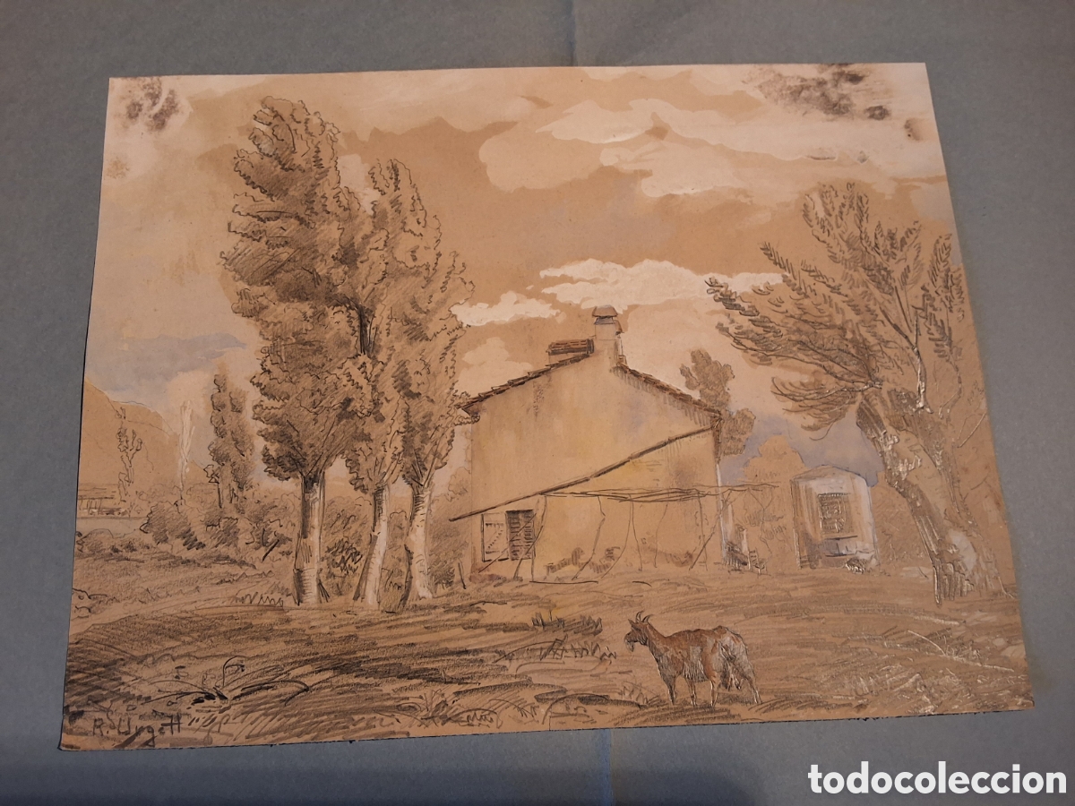 Arte: Ricardo Urgell. Casa rural, paisaje y cabra.