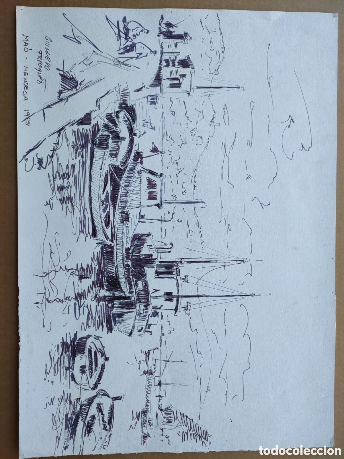 Arte: Guillem Fresquet dibujo original firmado en 1988 Menorca