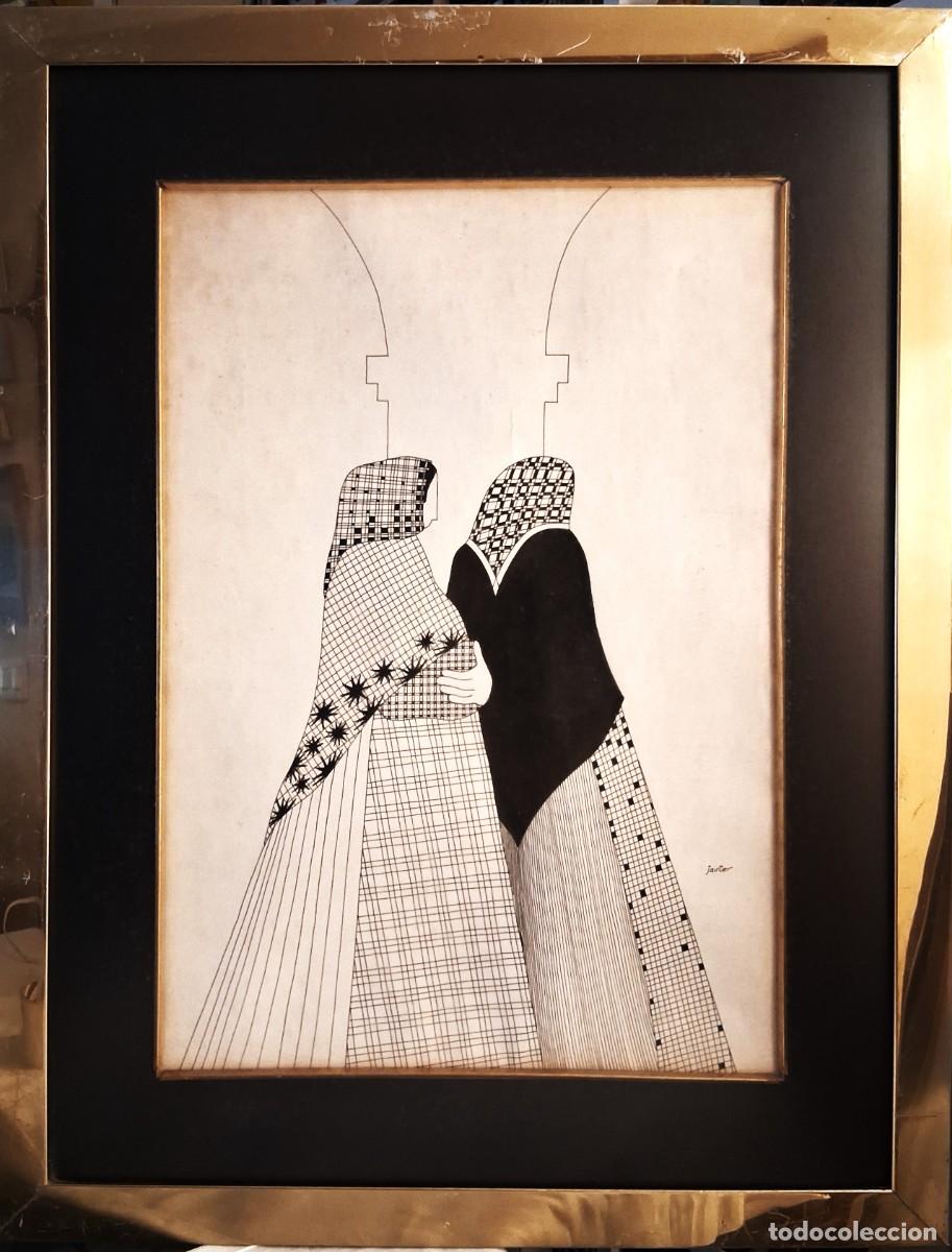 Arte: &rdquo;IBICENCAS&rdquo; DOS PLUMILLAS FIRMADAS JAVIER ESCUELA ESPA&Ntilde;OLA (44 x 31.5) 1980-90