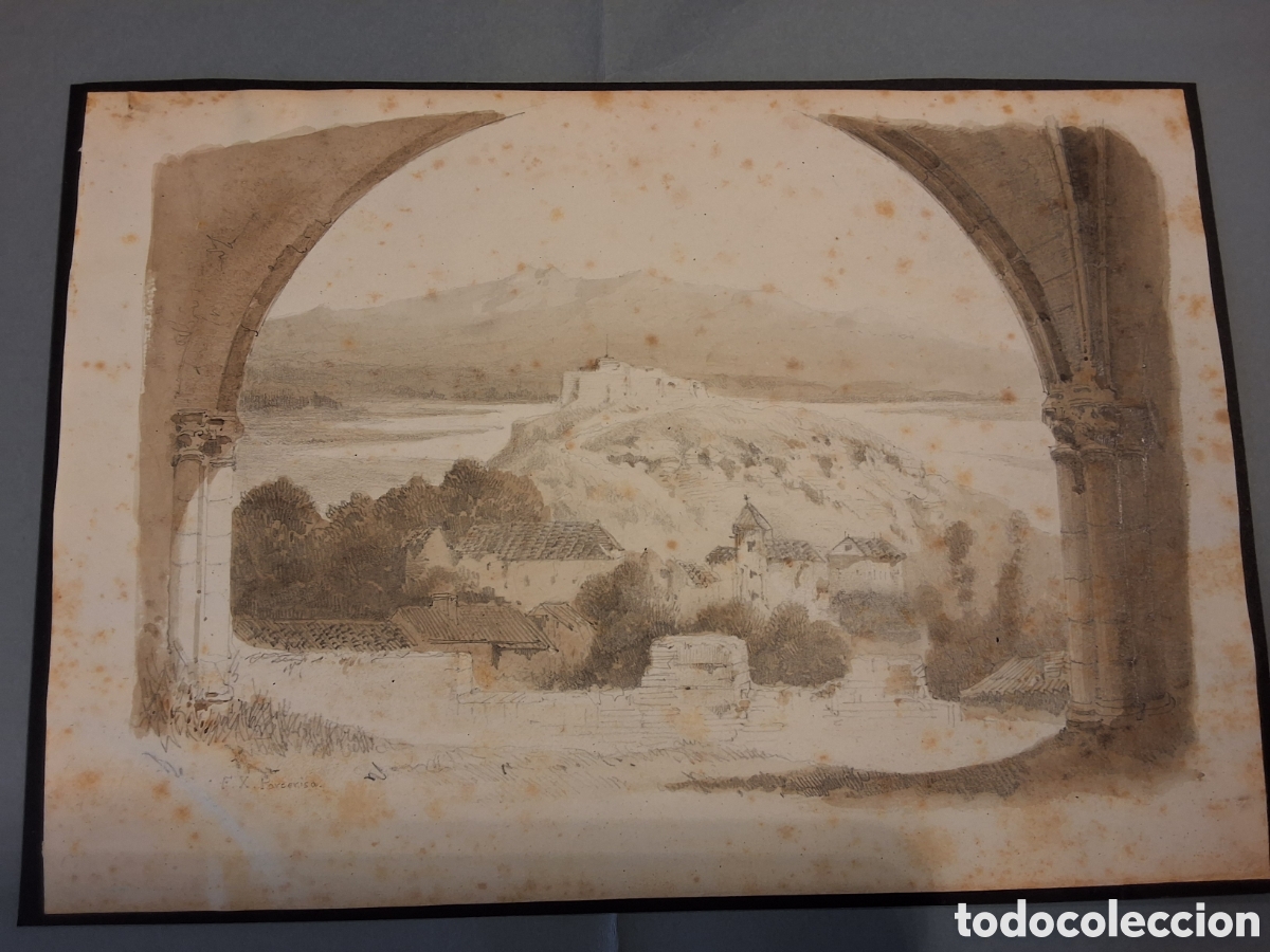 Arte: Francisco Javier Parcerisa. Vista de un pueblo.