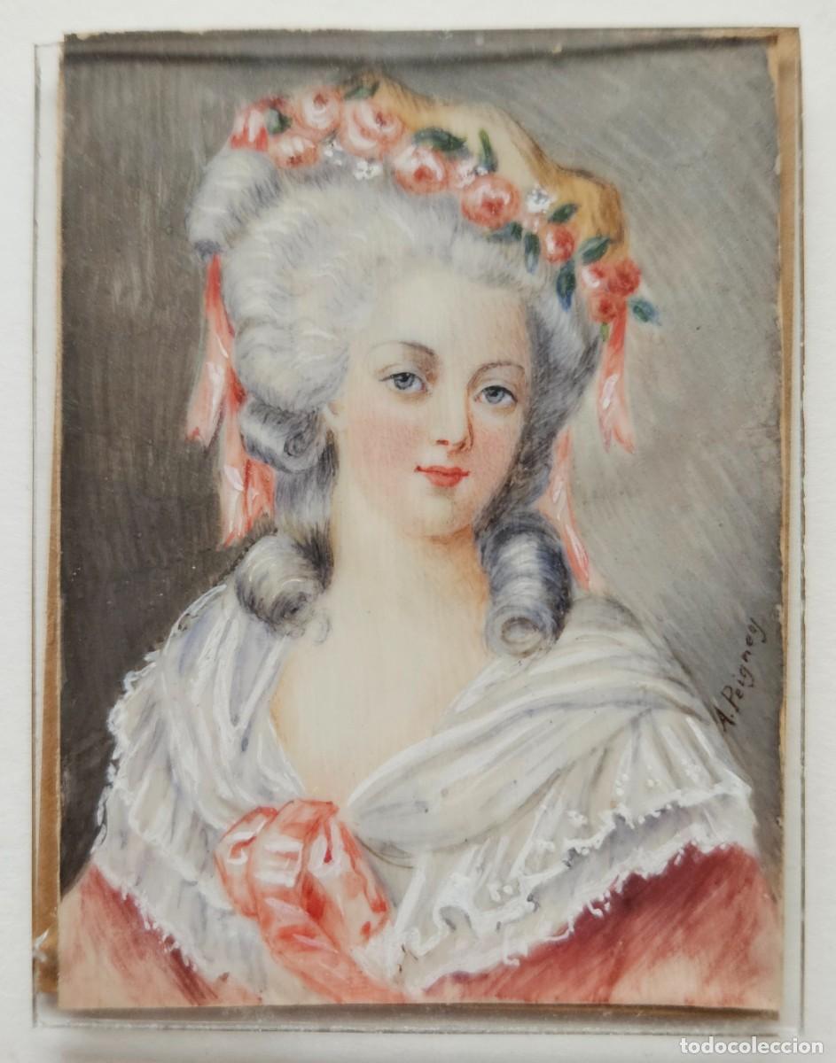 Arte: Retrato miniatura de la princesa de Lamballe. A. Peigney.