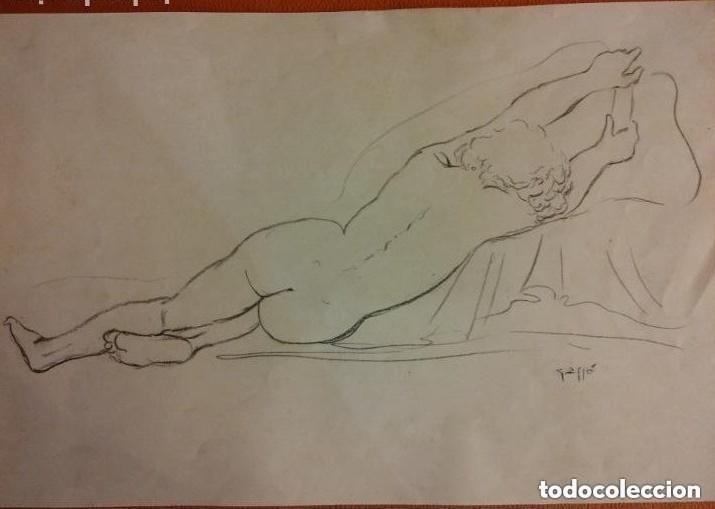 Arte: DIBUJO ORIGINAL --- OBRA DE FRANCESC GASS&Oacute; -- MUJER 31X22 CM . Francesc Gass&oacute; Carbonell Artista