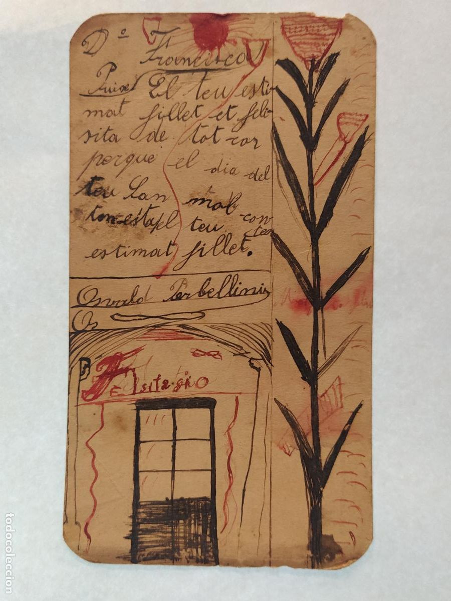 Arte: DIBUJO ORIGINAL A MANO SOBRE TARJETA DE PUBLICIDAD ANTIGUA - ANIBAL PERBELLINI -VER FOTOS-(116.267)