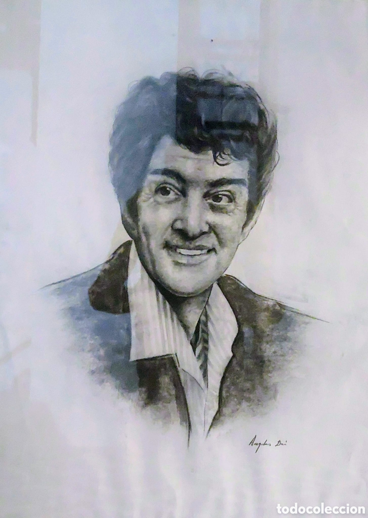Arte: ANGELS DEI RETRATO DE DEAN MARTIN 1996 MEDIDA 64X49 MAS MARCO