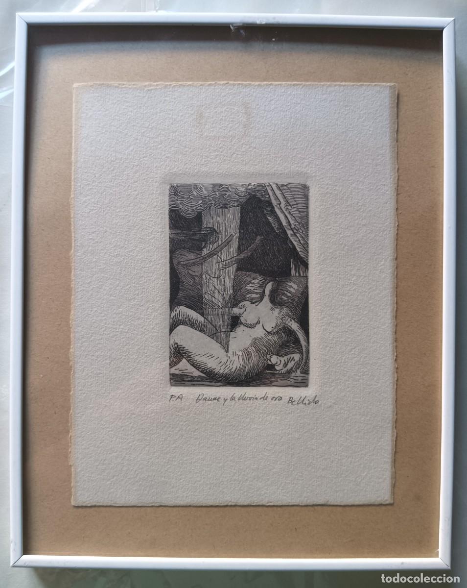 Arte: &Aacute;ngel BELLIDO (Novelda, Alicante, 1945) grabado 9x6 enmarcado24x19cms, firmado l&aacute;piz y PA. Titulado: