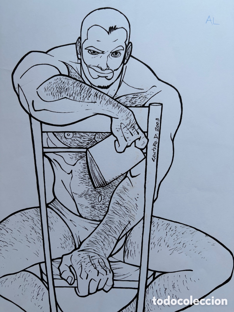 Arte: Dibujo original David cantero Din A4 - tinta sobre papel - gay - flyer - firmado