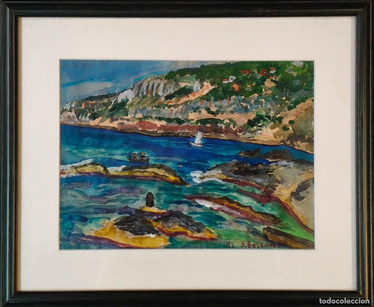Arte: Jorge Bascones (Paisaje marino) &bull; T&eacute;cnica mixta sobre papel &bull; 33 &times; 39 cm &bull; Obra original enmarcada
