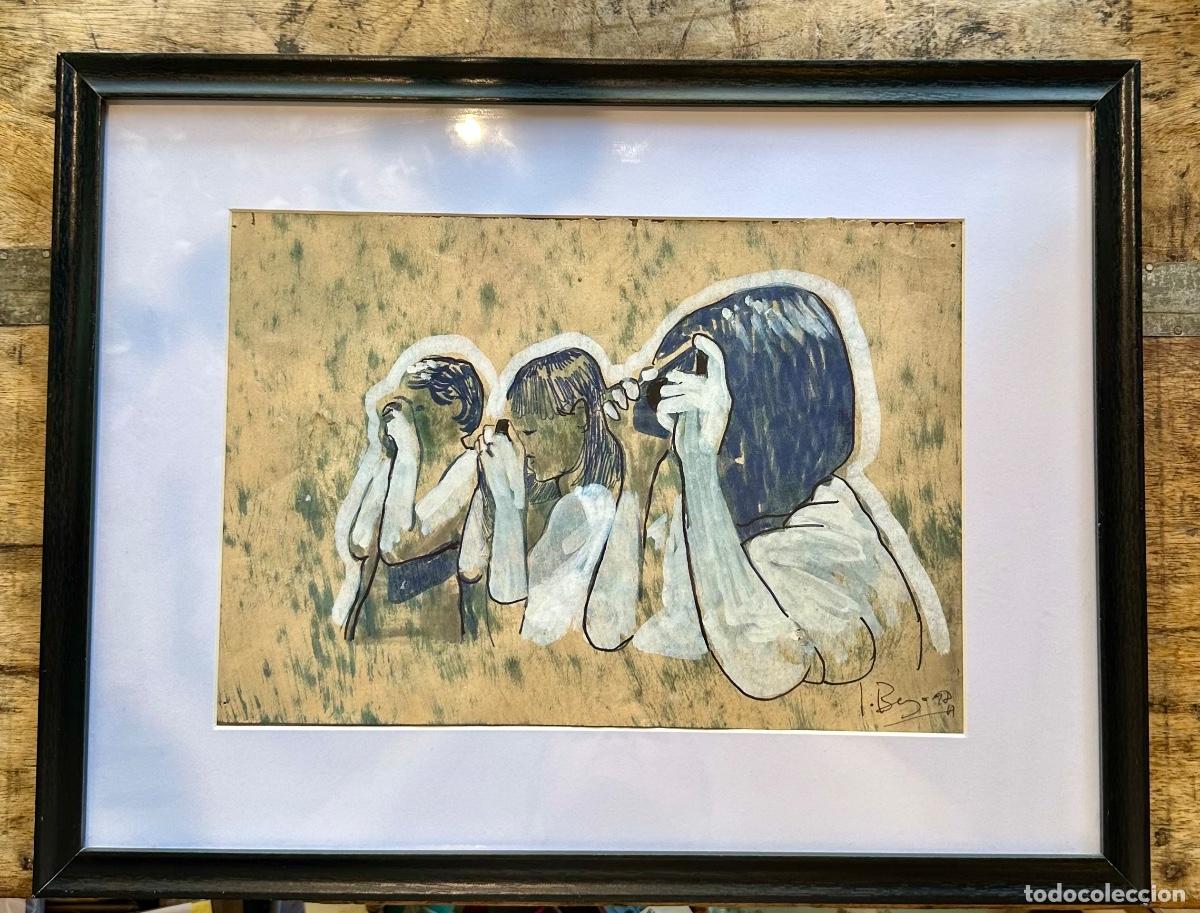 Arte: Dibujo Original de Ignacio (Nacho) Burgos - &rdquo;Tres Monos Sabios&rdquo; (T&eacute;cnica Mixta)