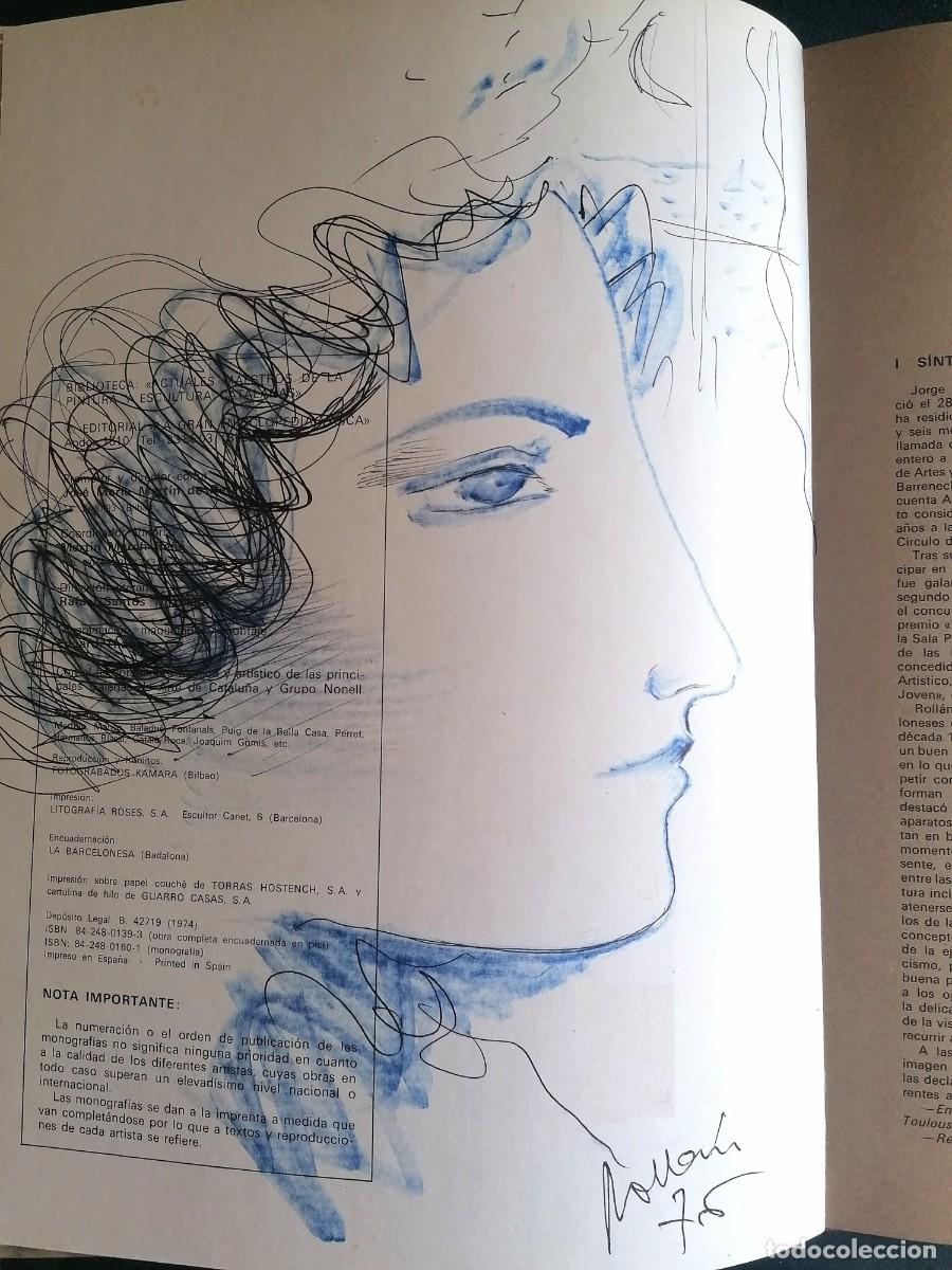 Arte: Jordi Roll&aacute;n. Maestros actuales de la pintura y escultura catalanas. Dibujo dedicado y firmado 1976.