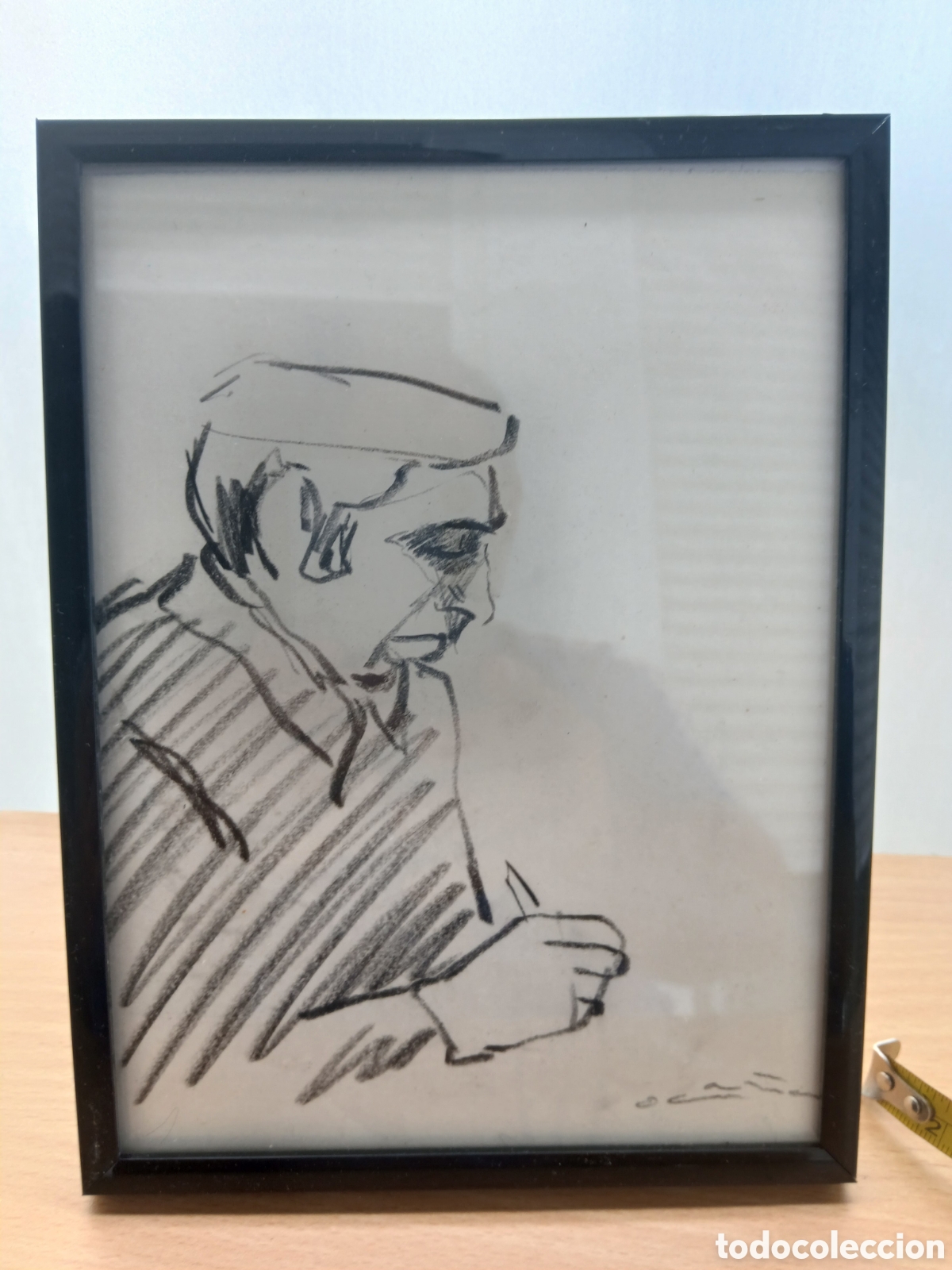 Arte: Dibujo firmado oca&ntilde;a enmarcado