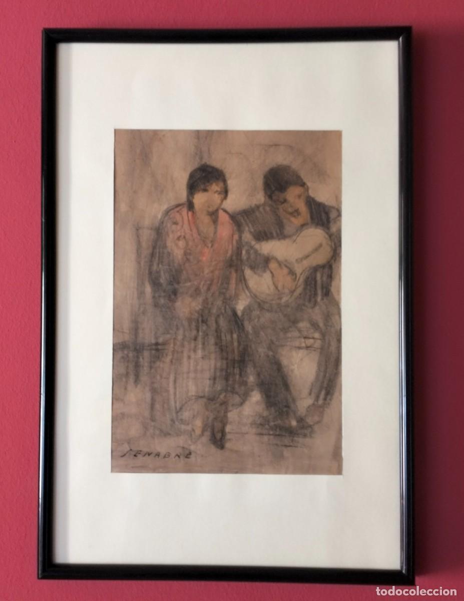 Arte: RAM&Oacute;N JOU SENABRE. DIBUJO ORIGINAL/PAPEL. PAREJA FLAMENCO.