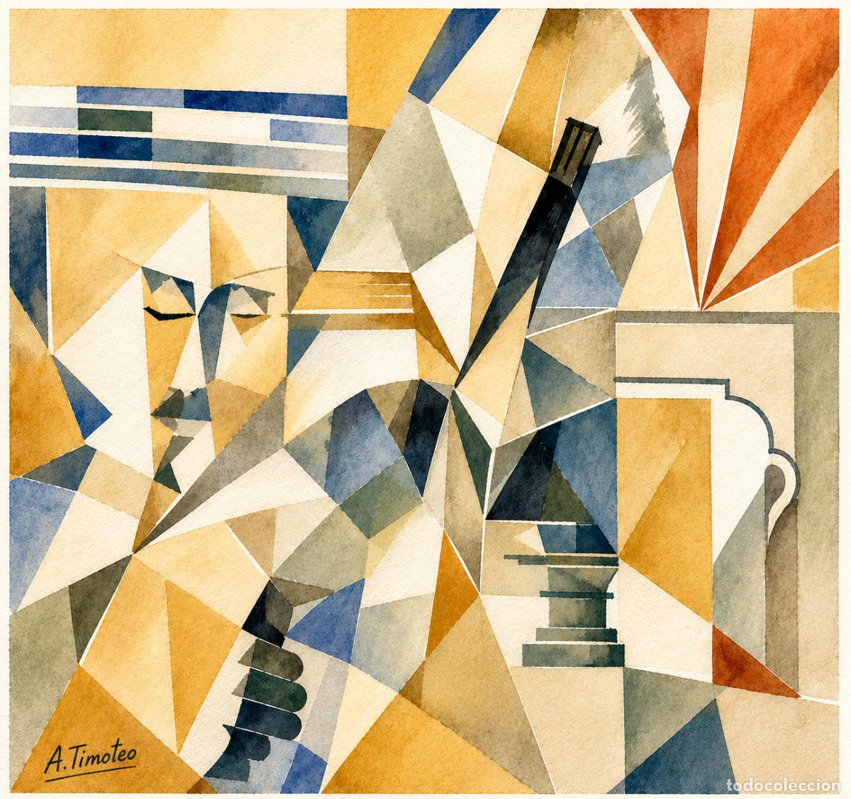 Arte: T&eacute;cnica mixta sobre papel.Firmado y creado en su estilo de ACUARELA GEOM&Eacute;TRICA POR.-A.Timoteo.-