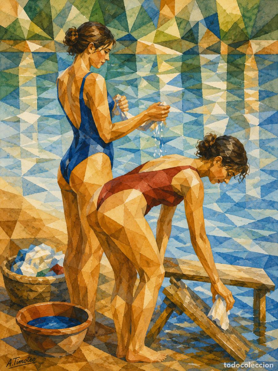 Arte: T&eacute;cnica mixta sobre papel.Firmado y creado en su estilo de ACUARELA GEOM&Eacute;TRICA POR.-A.Timoteo.-