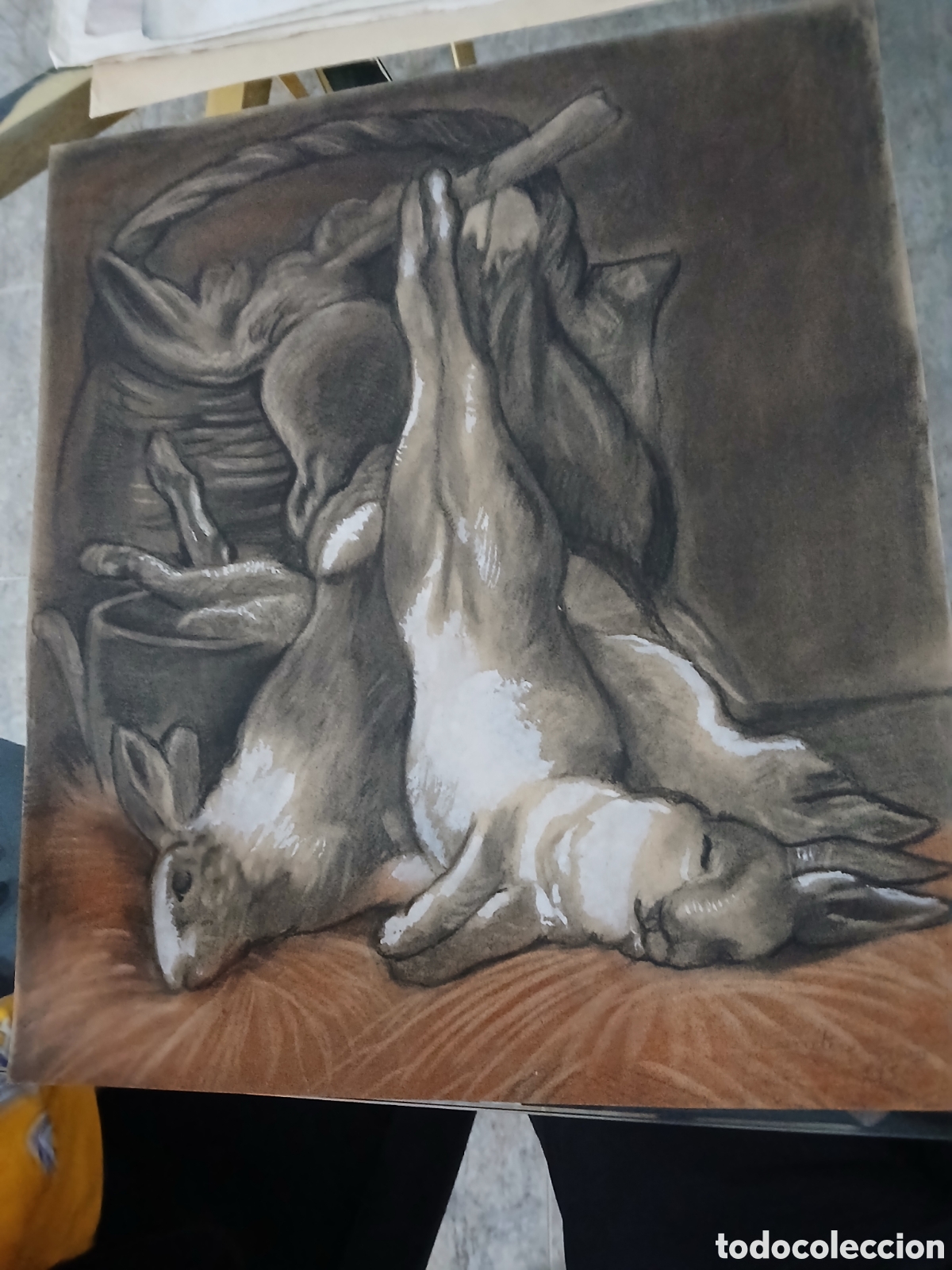 Arte: Dibujo coloreado mixto firmado sin idetificar
