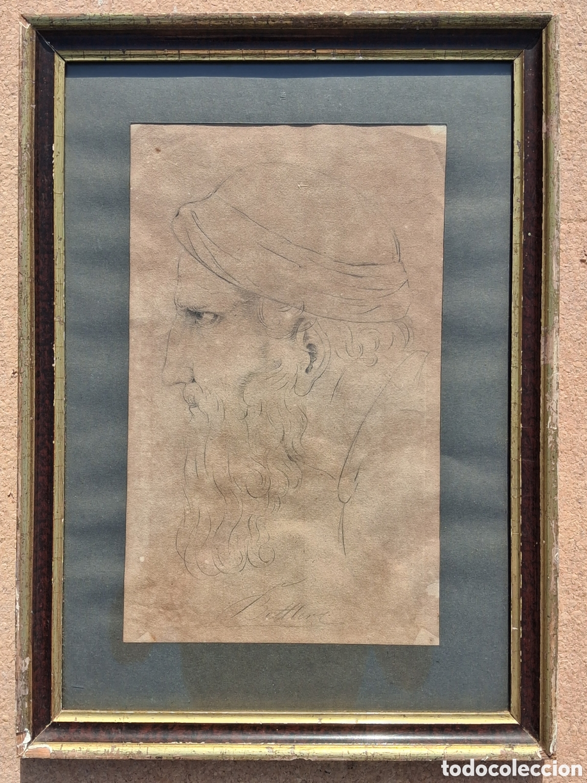 Arte: ANTIGUO DIBUJO &rdquo;BETTLER&rdquo; MENDIGO EN ALEM&Aacute;N. ENMARCADO CON CRISTAL. SIN FIRMA
