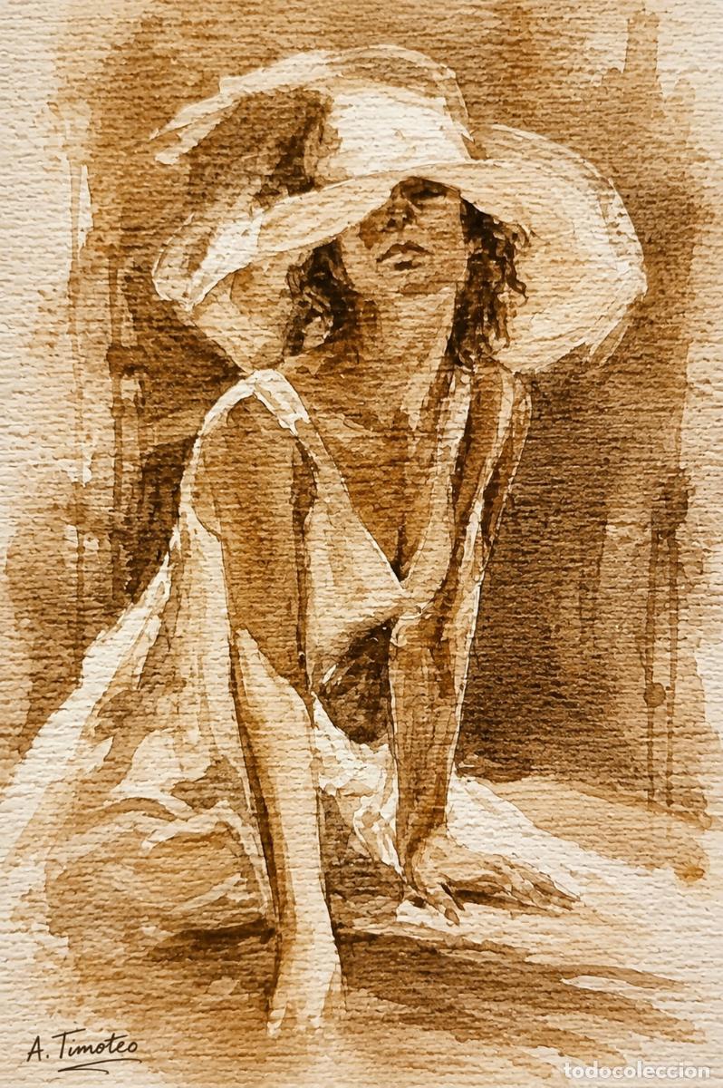 Arte: T&eacute;cnica en Acuarela SEPIA sobre papel formato 42 x 30 cm..Firmado y creado por -A.Timoteo.-