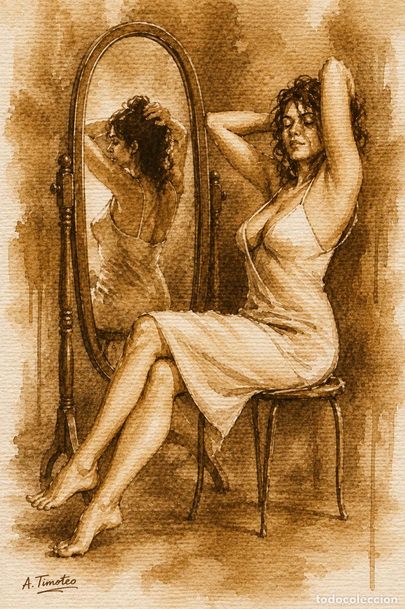Arte: T&eacute;cnica en Acuarela SEPIA sobre papel formato 42 x 30 cm..Firmado y creado por -A.Timoteo.-