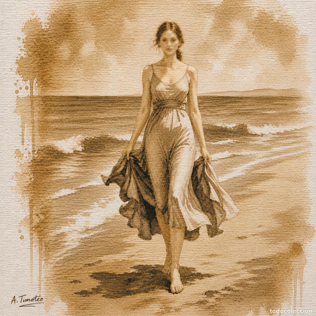 Arte: T&eacute;cnica en Acuarela SEPIA sobre papel formato 42 x 30 cm..Firmado y creado por -A.Timoteo.-