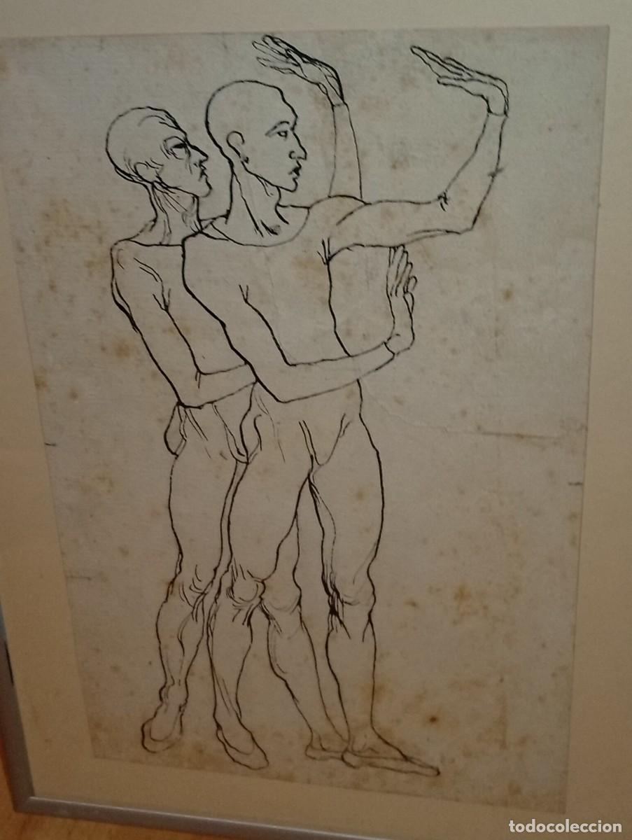 Arte: PRECIOSO DIBUJO TINTA FIGURAS HOMBRE DANZA BALLET ORIGINAL A&Ntilde;OS 50 BONITO TRAZO