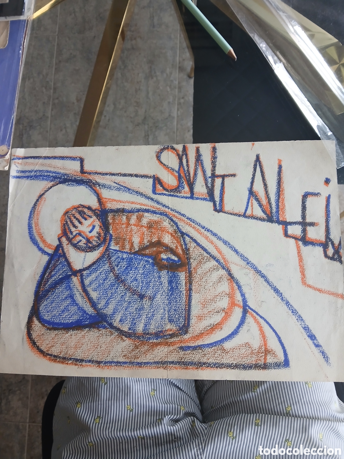 Arte: Dibujo acera firmado por la parte atras