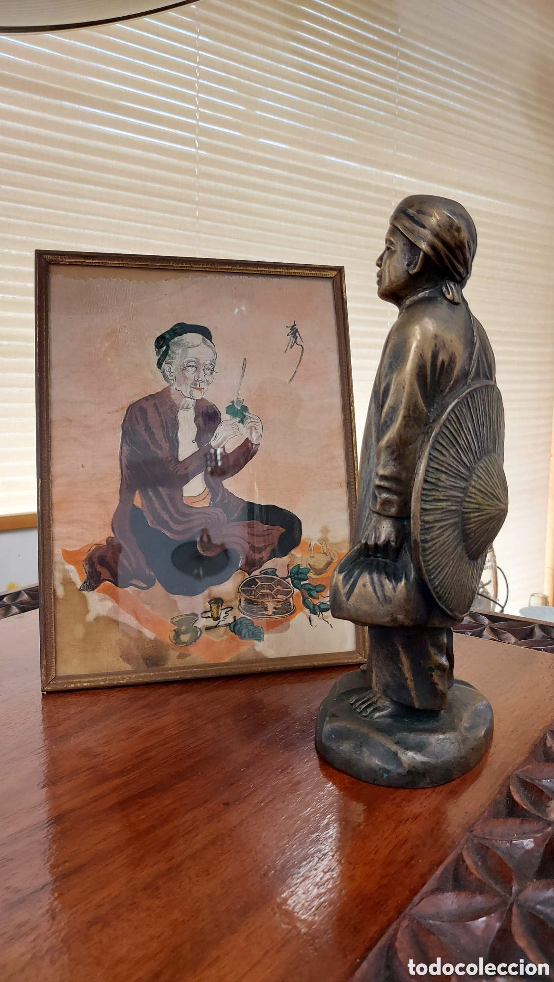 Arte: Pintura asi&aacute;tica sobre tela circa 1950