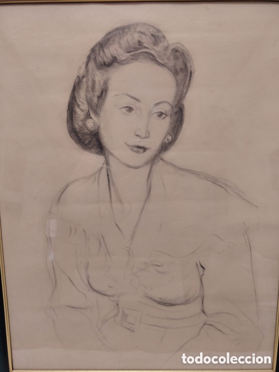Arte: Dibujo original al carboncillo / l&aacute;piz de Moneny - Enmarcado