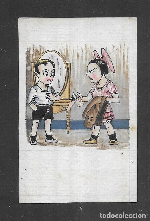 Arte: Humor Dibujo Original Tarjeta postal c&oacute;mica antigua (1910-1940)