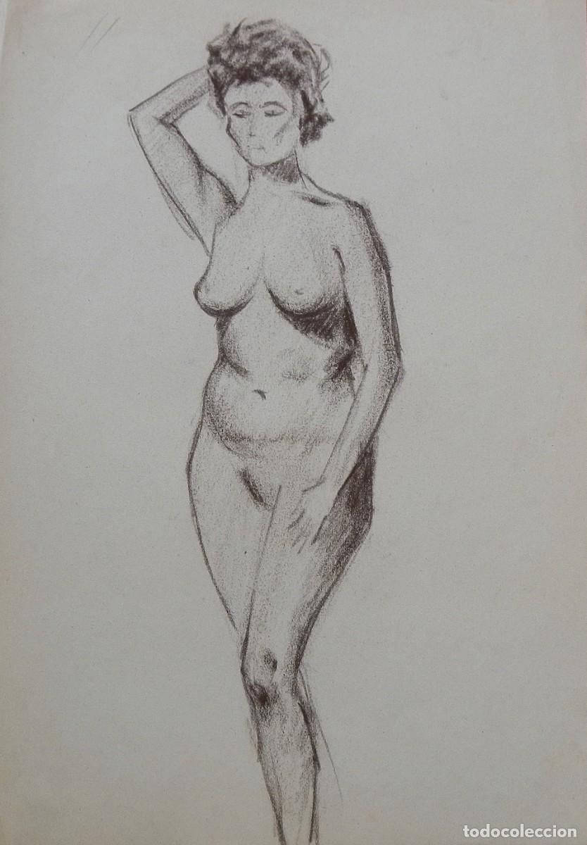 Arte: Manuel Vicente Mora. Carboncillo sobre papel. &rdquo;Desnudo femenino&rdquo;. Sin firmar. 40x28 cm.