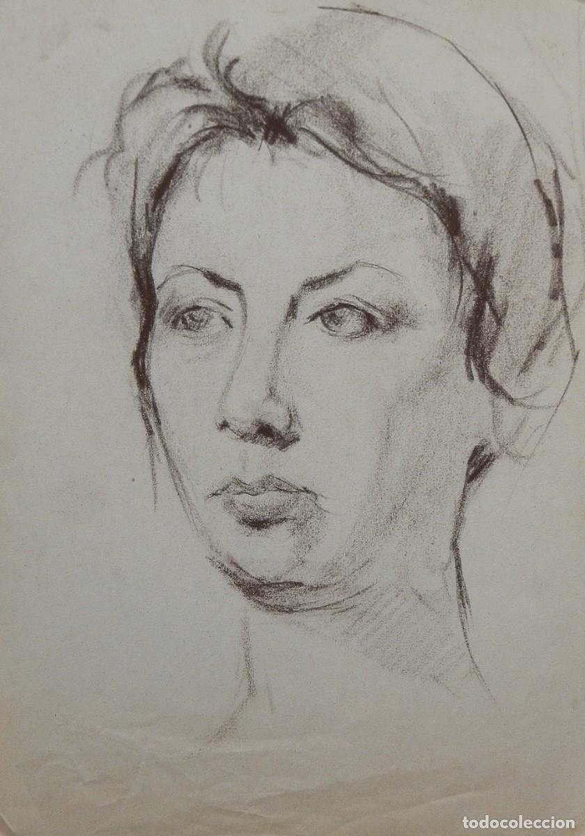 Arte: Manuel Vicente Mora. Carboncillo sobre papel. &rdquo;Retrato femenino&rdquo;. Sin firmar. 40x28 cm.