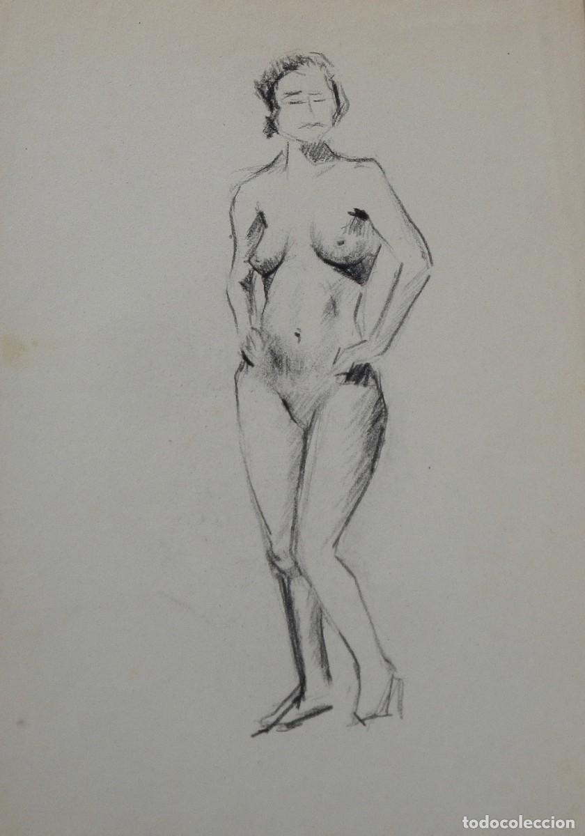 Arte: Manuel Vicente Mora. Carboncillo sobre papel. &rdquo;Desnudo femenino&rdquo;. Sin firmar. 40x28 cm.