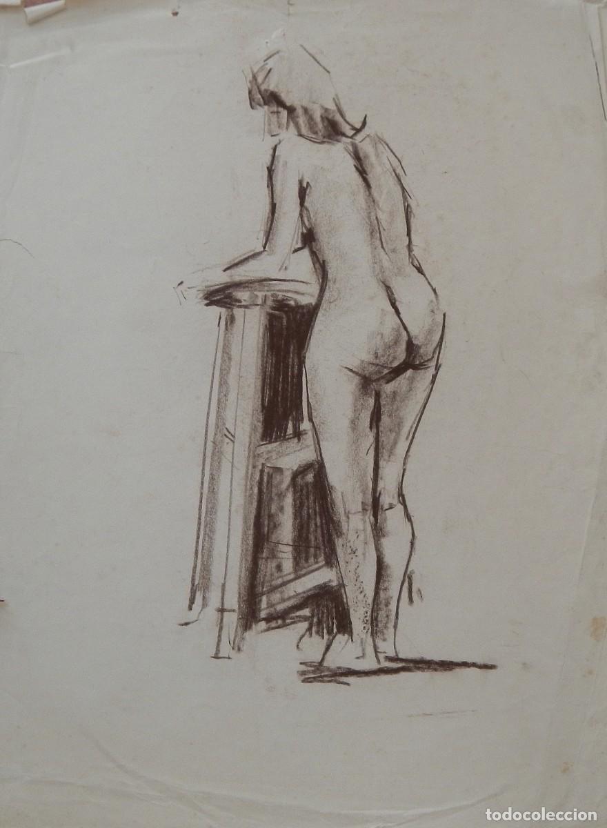 Arte: Manuel Vicente Mora. Carboncillo sobre papel. &rdquo;Desnudo femenino&rdquo;. Sin firmar. 43x33 cm.
