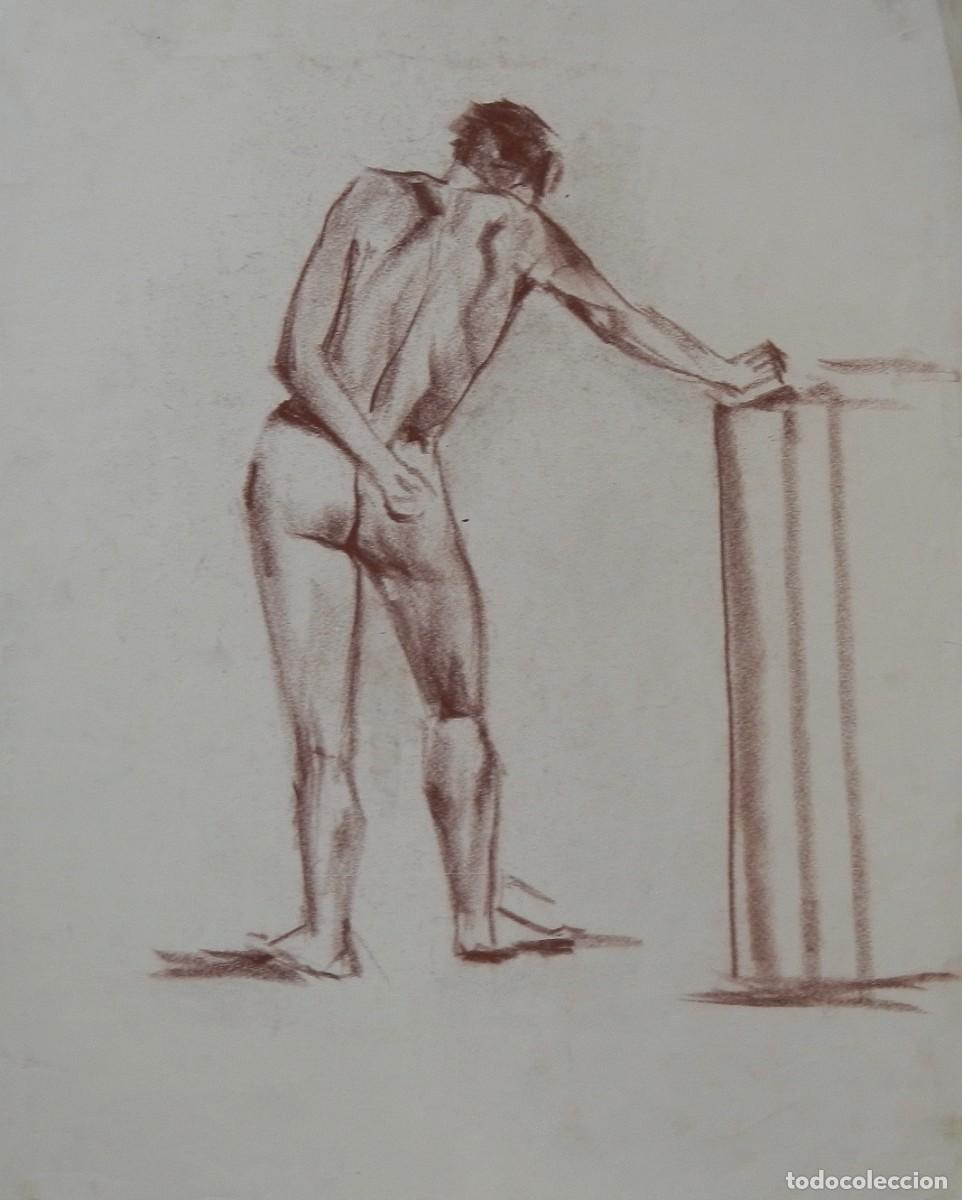 Arte: Manuel Vicente Mora. Carboncillo sobre papel. &rdquo;Desnudo masculino&rdquo;. Sin firmar. 43x34 cm.