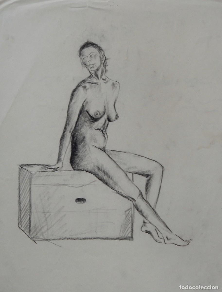 Arte: Manuel Vicente Mora. Carboncillo sobre papel. &rdquo;Desnudo femenino&rdquo;. Sin firmar. 43x34 cm.